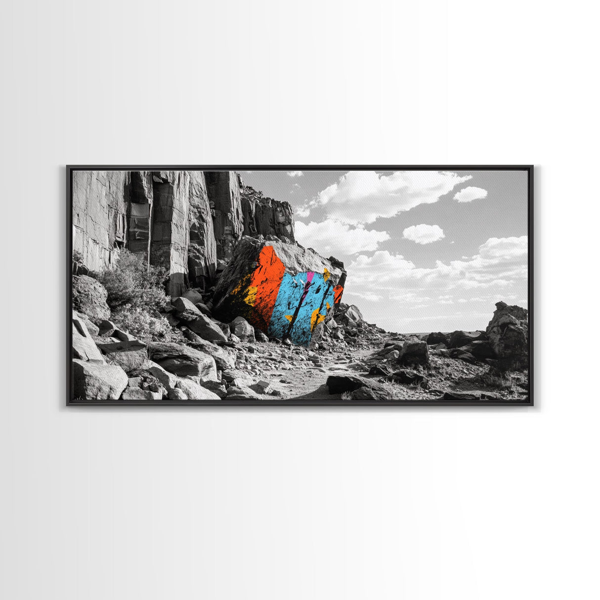 Painted Rock Trail, Vivid Canyon Colors, Framed Canvas Print, Boho Desert Art, Nature Lover Wall Decor, Adventure Vibes, Hallway Art