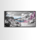 Surreal Landscape, Pink Trees, Mountain Lake, Framed Canvas Print, Fantasy Nature Art, Dreamy Decor, Bedroom Wall Art, Nature Surrealism