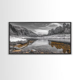 Snow River Scene, Winter Landscape, Peaceful Stream, Framed Canvas Print, Rustic Cabin Decor, Nature Wall Art, Minimalist Winter Aesthetic