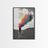 Colorful Mind, Surreal Silhouette, Abstract Smoke Art, Framed Canvas Print, Office Wall Art, Conceptual Psychedelic Art Decor