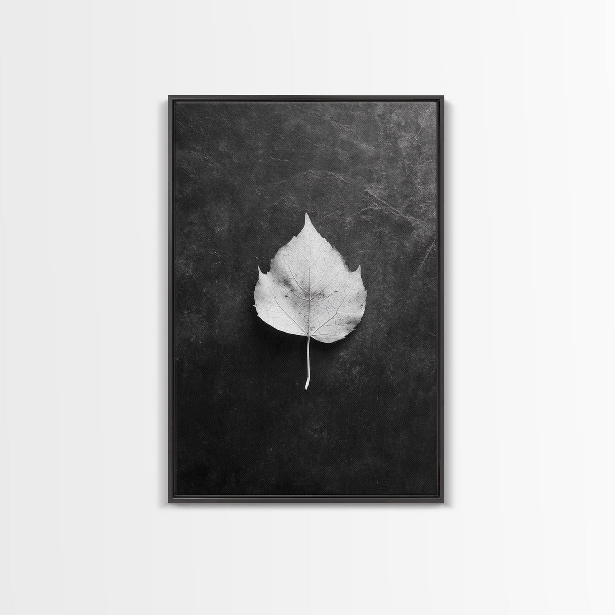 Monochrome Leaf, Nature Minimal, Still Life, Moody Art, Framed Canvas Print, Fall Wall Art, Kitchen Decor, Neutral Modern Aesthetic