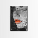 Water Reflection, Female Portrait, Surreal Woman, Canvas Print, Modern Glam Art, Moody Bathroom Decor, Feminine Art, Dreamy Aesthetic