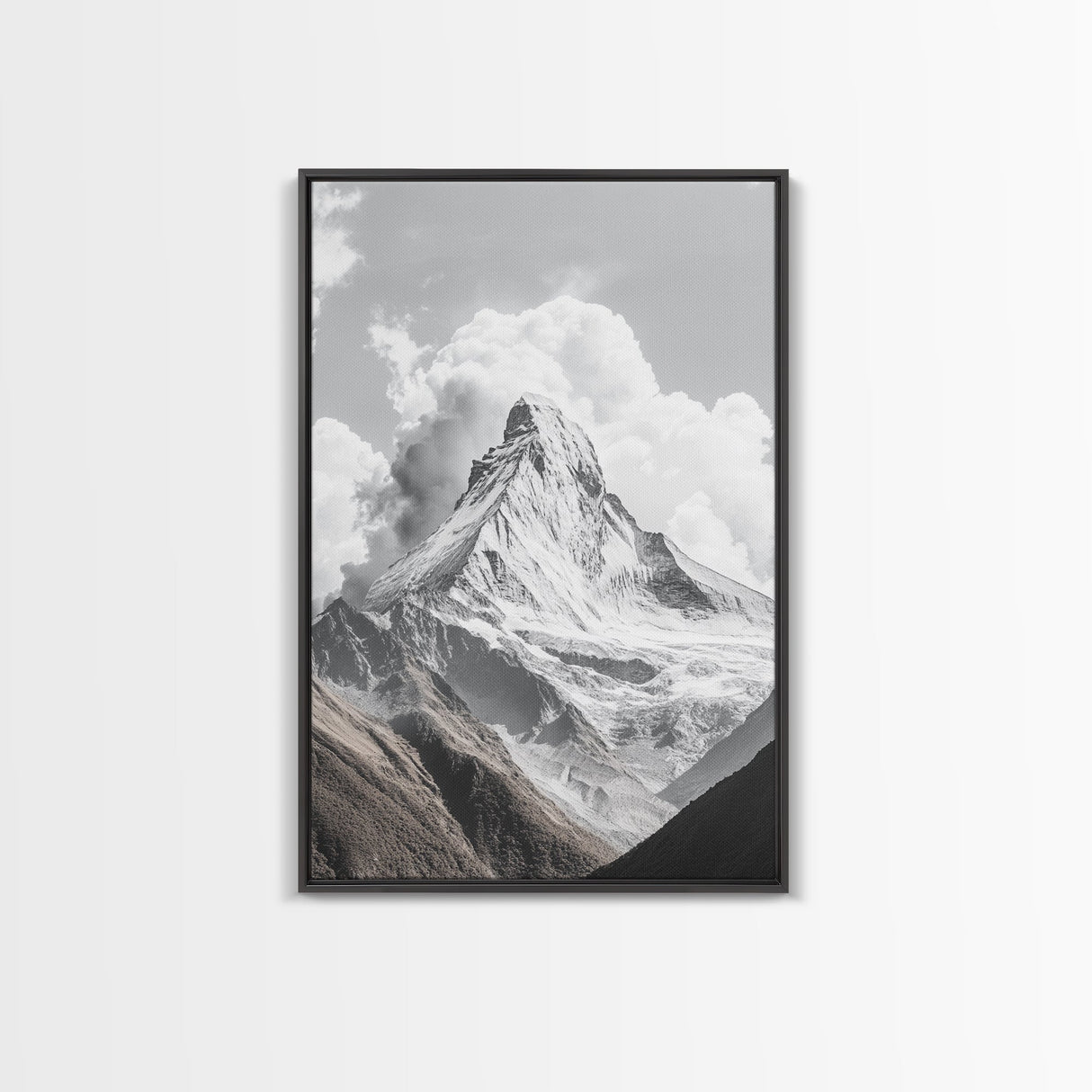 Matterhorn Majesty, Iconic Summit, Black and White Mountain, Canvas Print, Office Wall Art, Minimalist Photography, Modern Decor