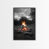 Firewood Blaze, Autumn Campfire, Outdoor Canvas Print, Cozy Cabin Wall Art, Rustic Nature Decor, Adventure Wall Accent
