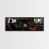 Fireplace Moment, Cozy Cabin Mood, Fall Comfort Scene, Framed Canvas Print, Hygge Wall Art, Masculine Decor, Warm Living Room Style