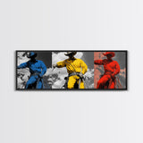 Cowboy Pop Art, Red Yellow Blue Trio, Western Rodeo Style, Framed Canvas Print, Bold Color Wall Art, Man Cave Decor, Modern Western Art