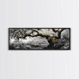 Twisted Oak, Mossy Branches, Forest Giant, Canvas Print, enchanted woodland art, fantasy living room decor, fairytale vibe