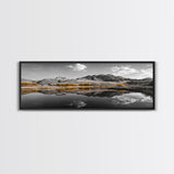 Yellow Trees, Mirror Lake, Majestic Mountains, Canvas Print, Fall Wall Art, Nature Photography, Peaceful Landscape Decor