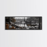 Waterfall Serenity, Autumn Forest Print, Tranquil Landscape, Framed Canvas Print, Nature Lover Gift, Cozy Living Room or Office Decor