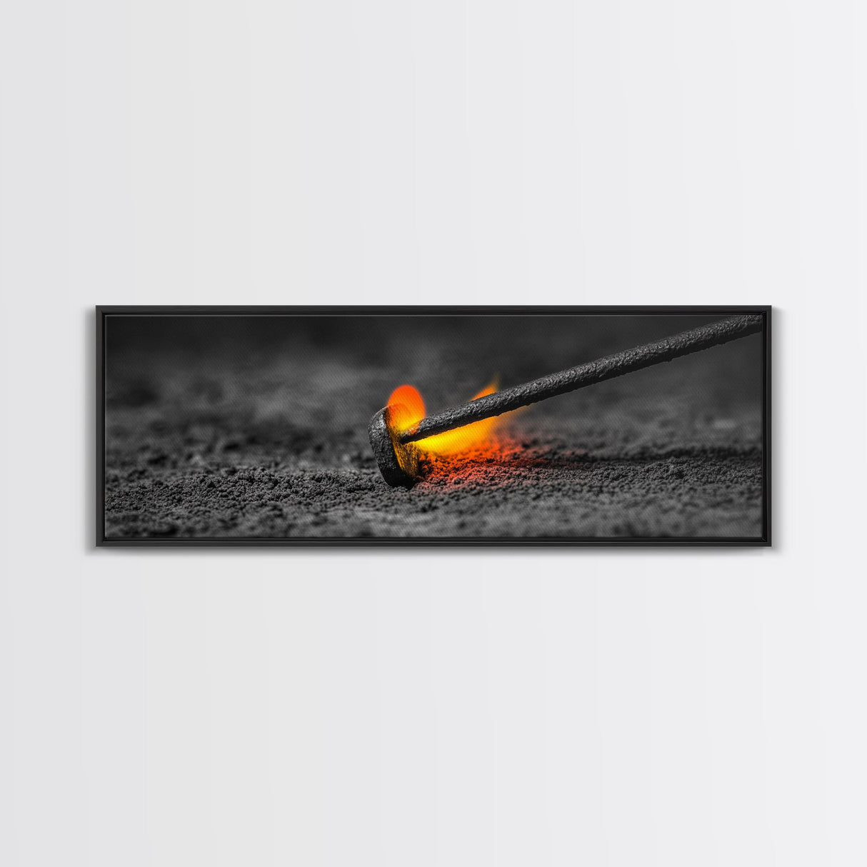 Branding Iron Fire, Industrial Glow Art, Rustic Ranch Scene, Cowboy Western Print, Canvas Print, Man Cave Wall Art, Farmhouse Decor