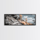 Canyon Hike, Autumn Pathway, Orange Foliage, Rocky Trail, Framed Canvas Print, Nature Adventure Wall Art, Boho Fall Home Decor