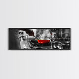 Red Cooking Pot, Steamy Kitchen Scene, Culinary Art Moment, Framed Canvas Print, Kitchen Wall Art, Modern Home Decor, Foodie Gift