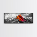 Neon Mountain Peak, Abstract Vibrant Alps, Bold Wilderness Colors, Framed Canvas Print, Modern Wall Art, Adventure Home Decor