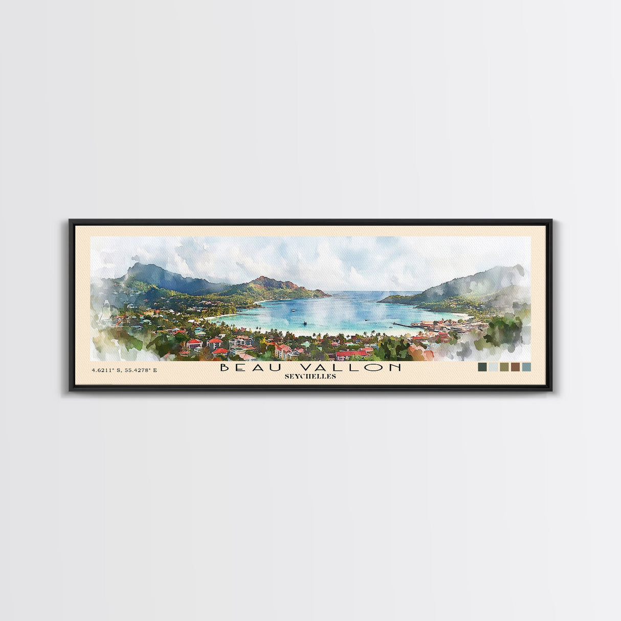 Beau Vallon, Seychelles Watercolor Beach Print, Vacation Gift, Seychelles Wall Art, Beach Painting, Beach Decor, Beach Painting