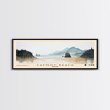 Cannon Beach, Oregon Watercolor Beach Print, Vacation Gift, Oregon Wall Art, Framed Canvas Print, Framed Beach Painting