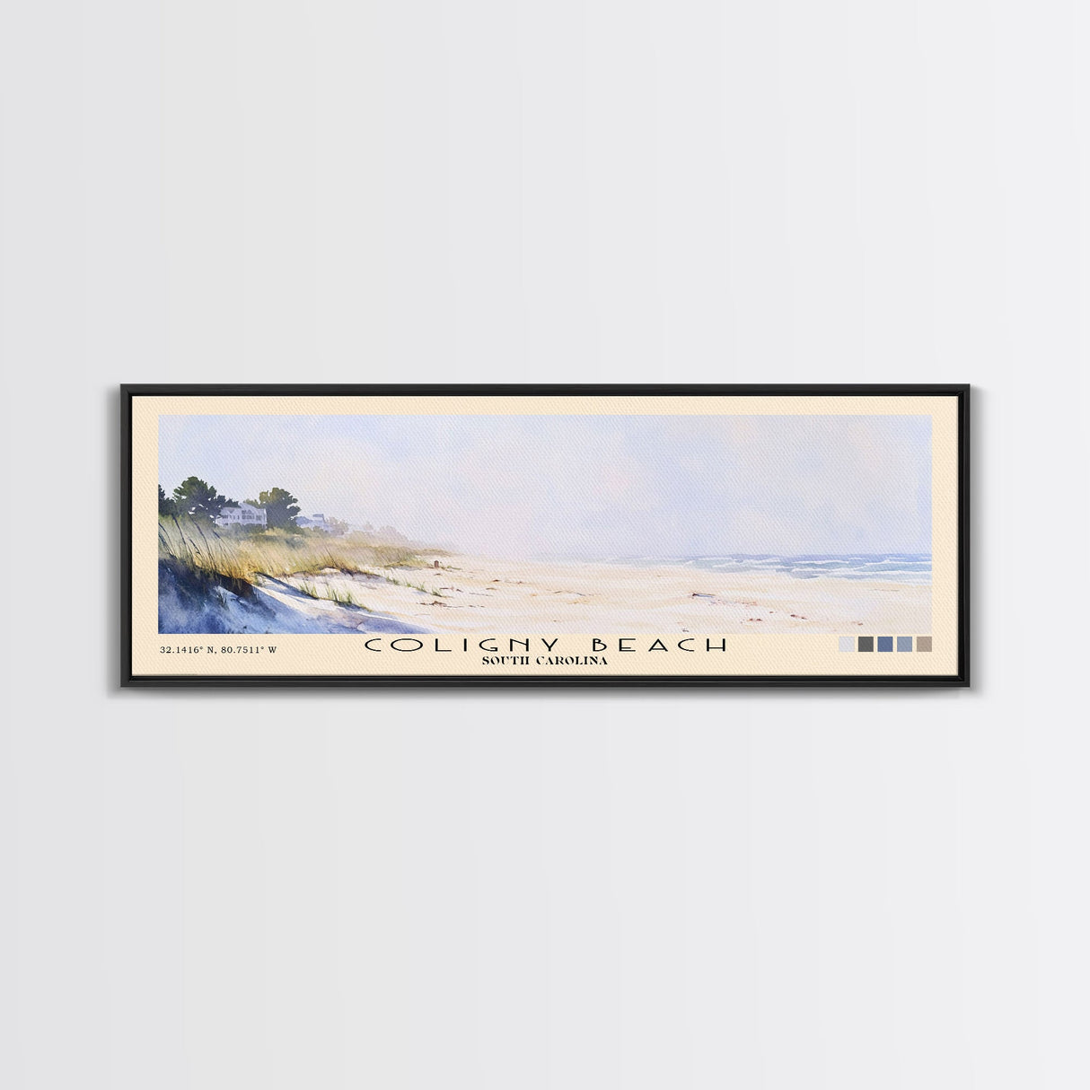 Coligny Beach, South Carolina Watercolor Print, Vacation Gift, South Carolina Wall Art, Beach Painting, Beach Decor, Large Wall Art, Wood Frame Art