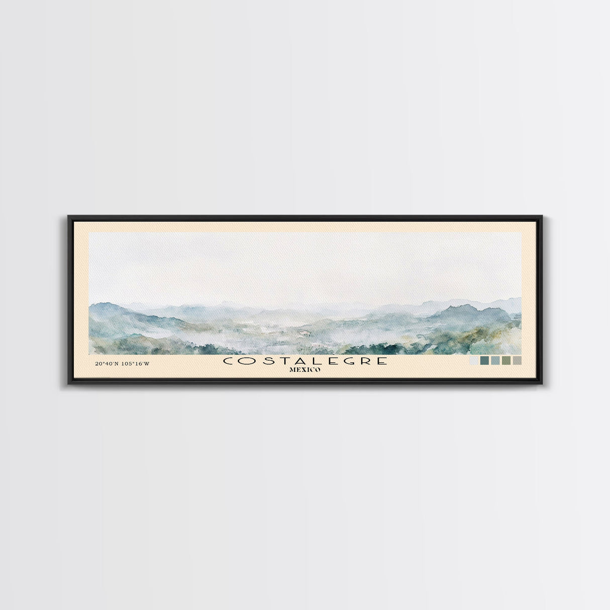 Costalegre, Mexico Watercolor Print, Vacation Gift, Mexico Wall Art, Beach Painting, Beach Decor, Large Wall Art, Wood Frame Art