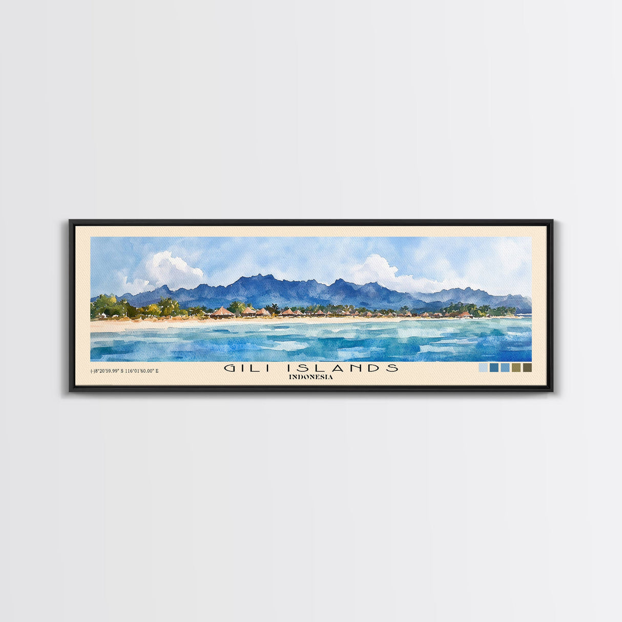 Gili Islands, Indonesia Watercolor Beach Print, Vacation Gift, Indonesia Wall Art, Beach Painting, Beach Decor, Beach Painting