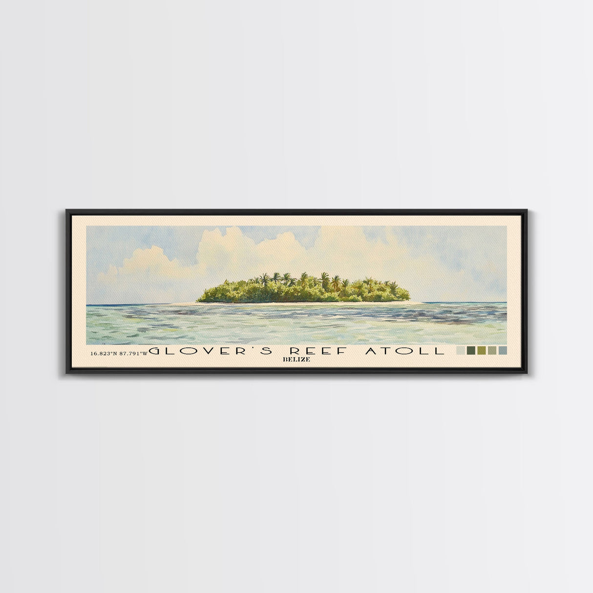 Glover’s Reef Atoll, Belize Watercolor Beach Print, Vacation Gift, Belize Wall Art, Beach Painting, Beach Decor, Beach Painting