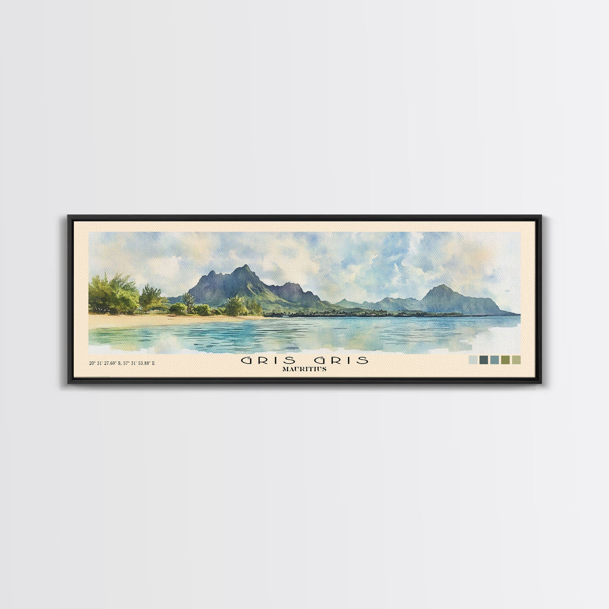 Gris Gris, Mauritius Watercolor Beach Print, Vacation Gift, Mauritius Wall Art, Beach Painting, Beach Decor, Beach Painting