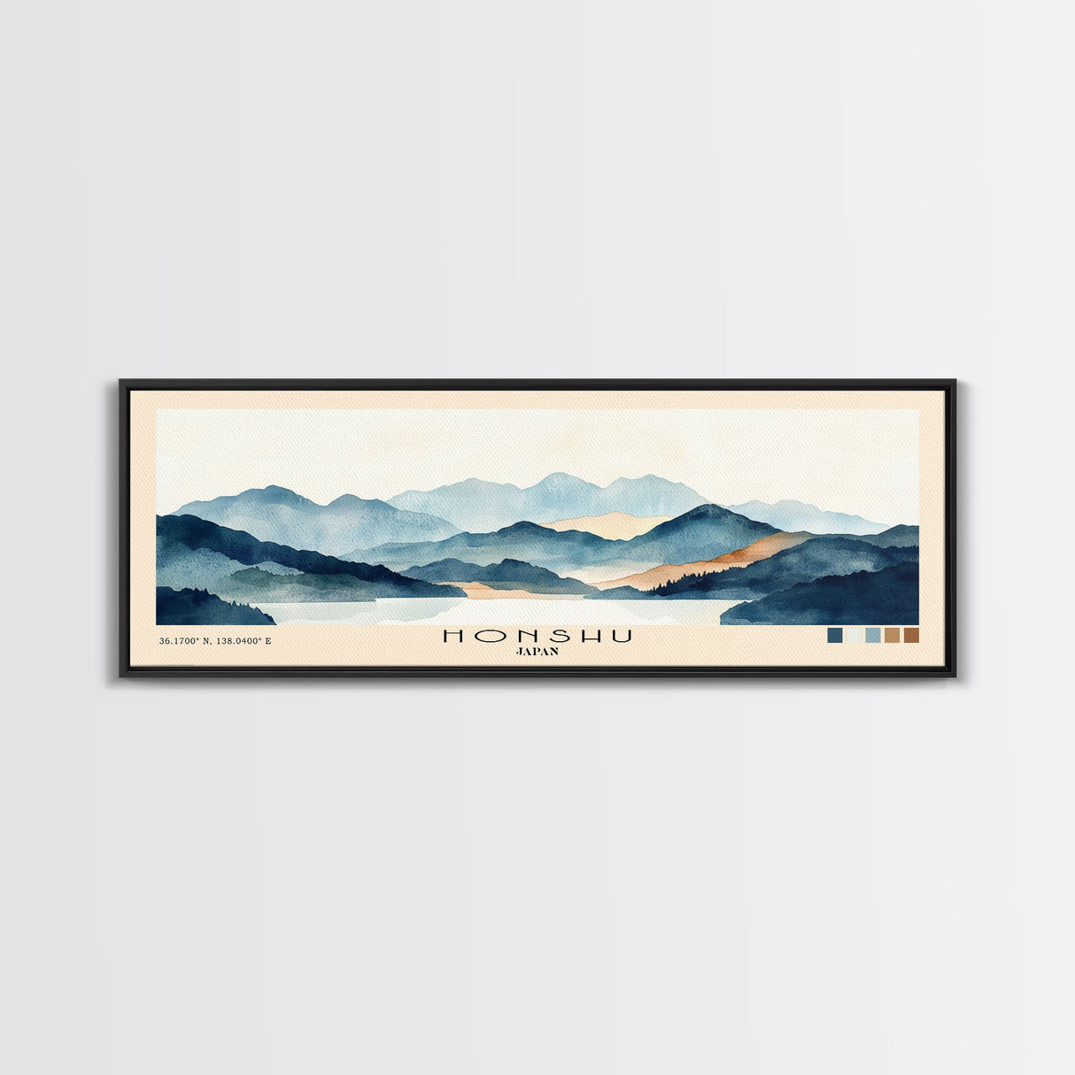 Honshu, Japan Watercolor Print, Vacation Gift, Japan Wall Art, Beach Painting, Beach Decor, Large Wall Art, Wood Frame Art