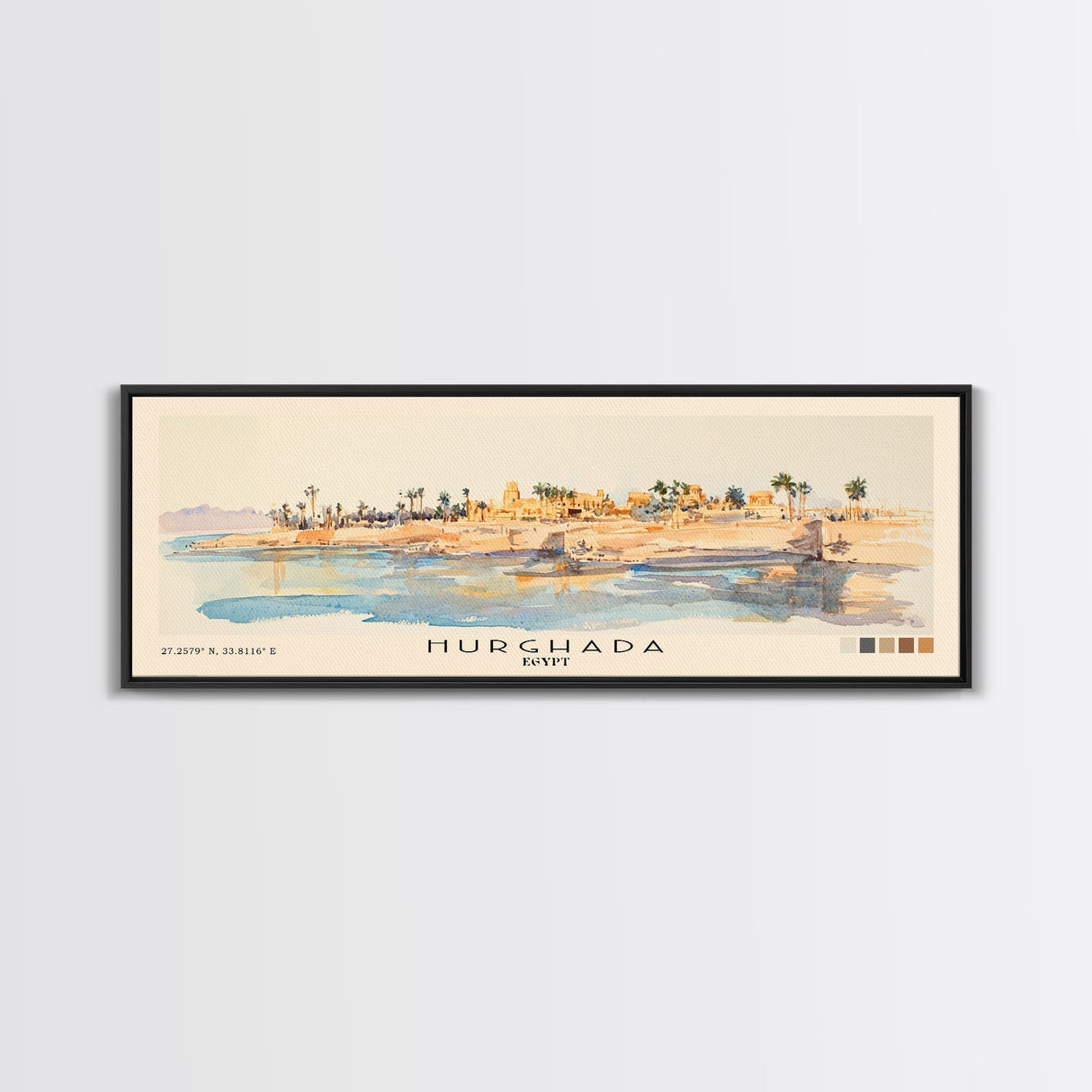 Hurghada, Egypt Watercolor Beach Print, Vacation Gift, Egypt Wall Art, Beach Painting, Beach Decor, Beach Painting