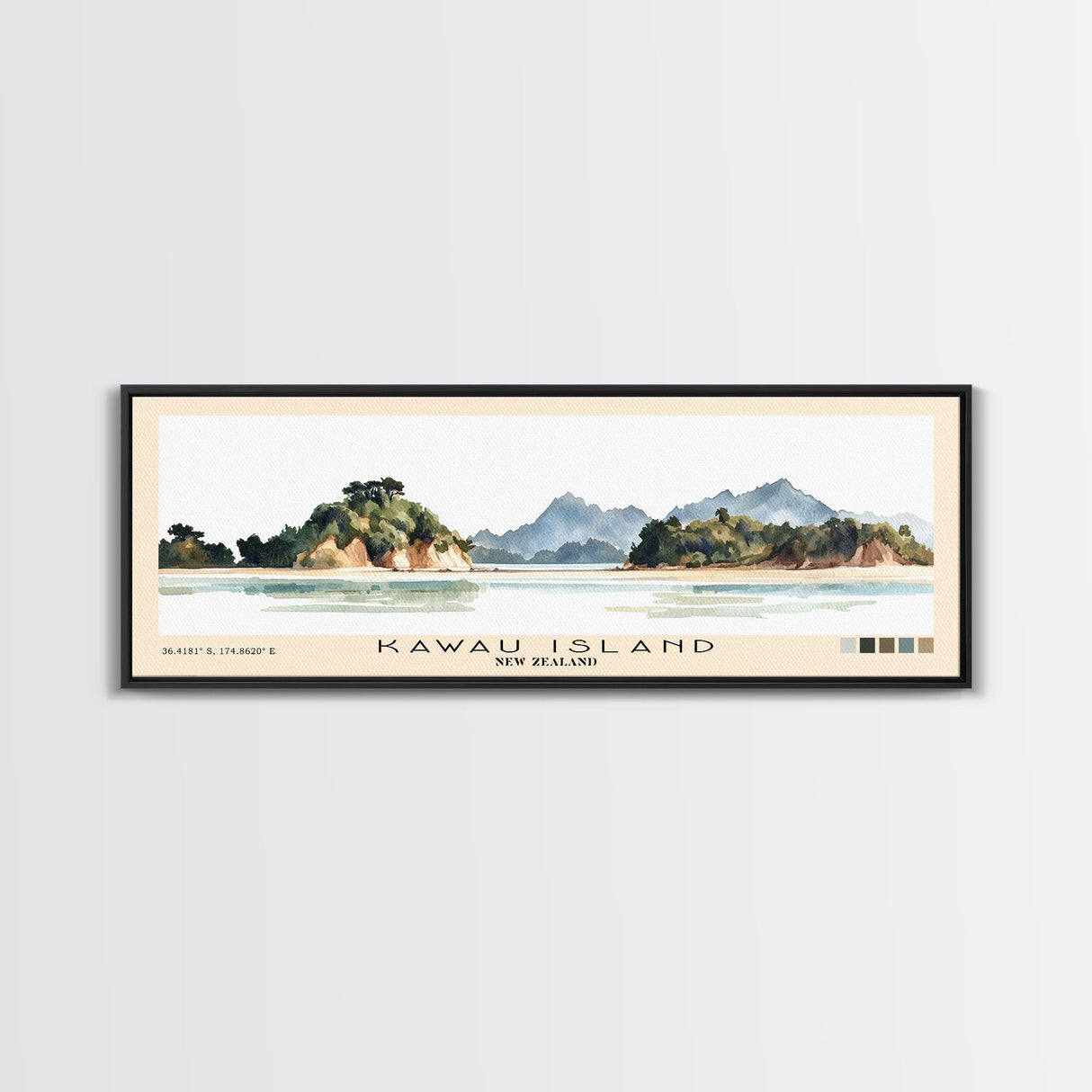 Kawau Island, New Zealand Watercolor Beach Print, Vacation Gift, New Zealand Wall Art, Beach Painting, Beach Decor, Beach Painting