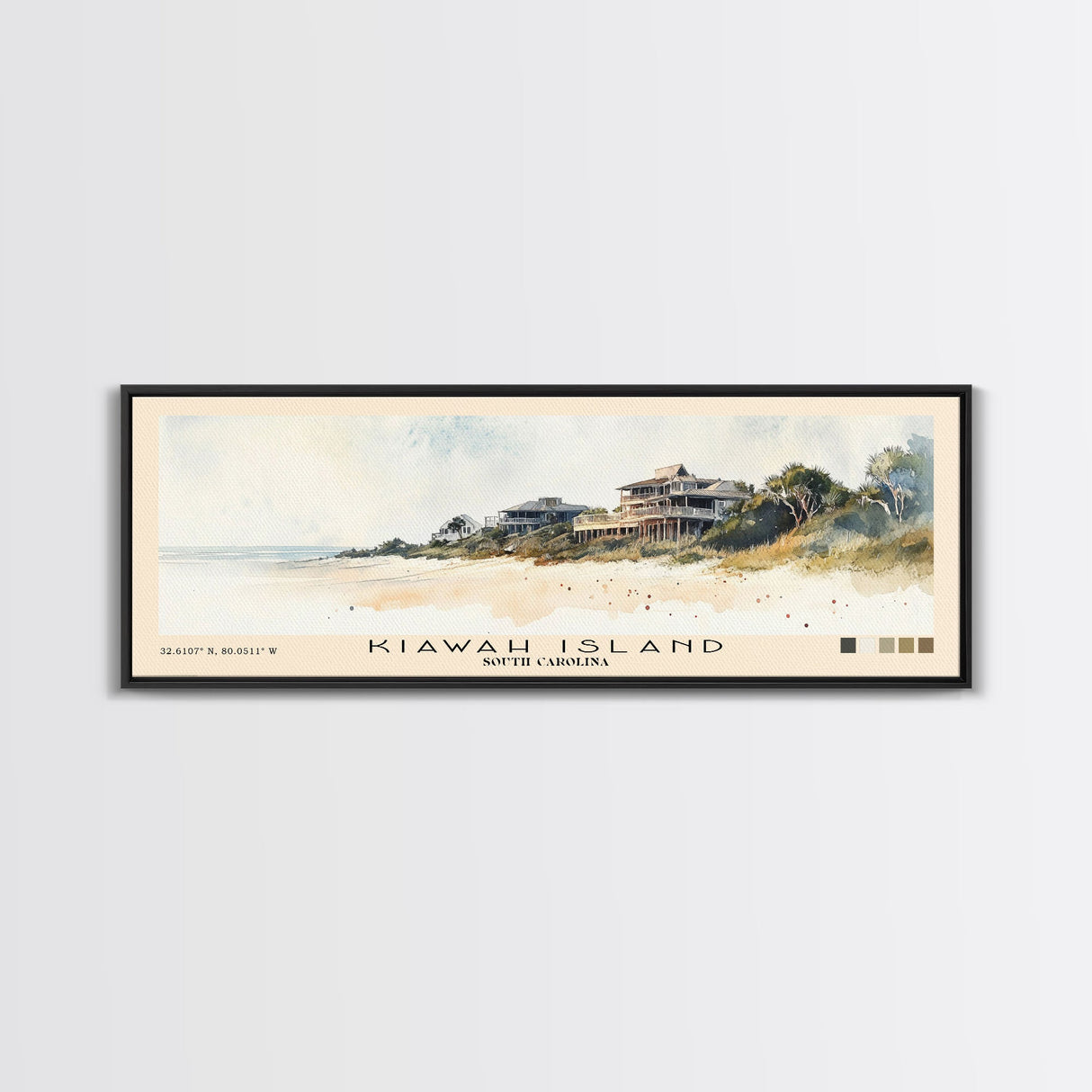 Kiawah Island, South Carolina Watercolor Print, Vacation Gift, South Carolina Wall Art, Beach Painting, Beach Decor, Large Wall Art, Wood Frame Art