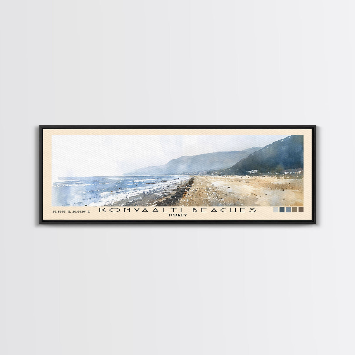 Konyaaltı Beaches, Turkey Watercolor Beach Print, Vacation Gift, Turkey Wall Art, Beach Painting, Beach Decor, Beach Painting