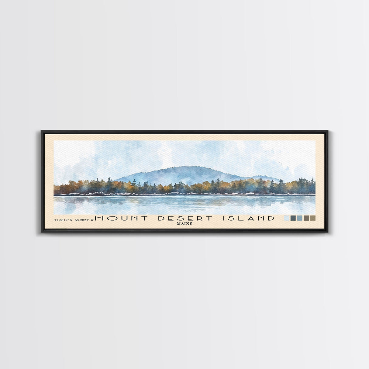 Mount Desert Island, Maine Watercolor Beach Print, Vacation Gift, Maine Wall Art, Framed Canvas Print, Framed Beach Painting