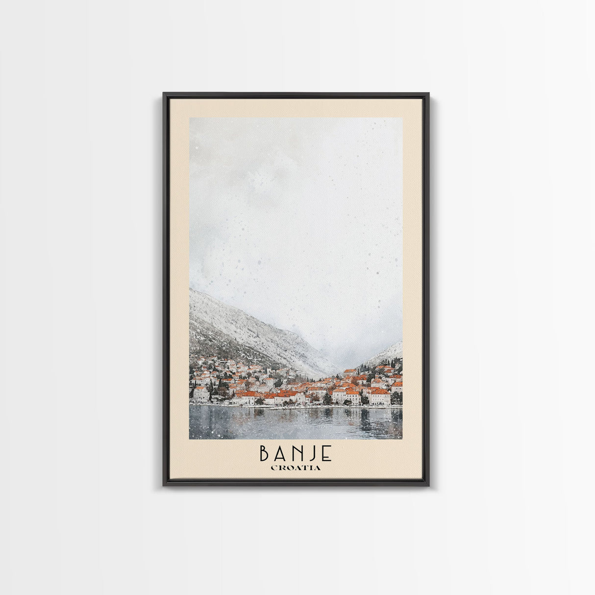 Banje, Croatia Watercolor Print, Vacation Gift, Croatia Wall Art, Beach Painting, Beach Decor, Large Wall Art, Wood Frame Art