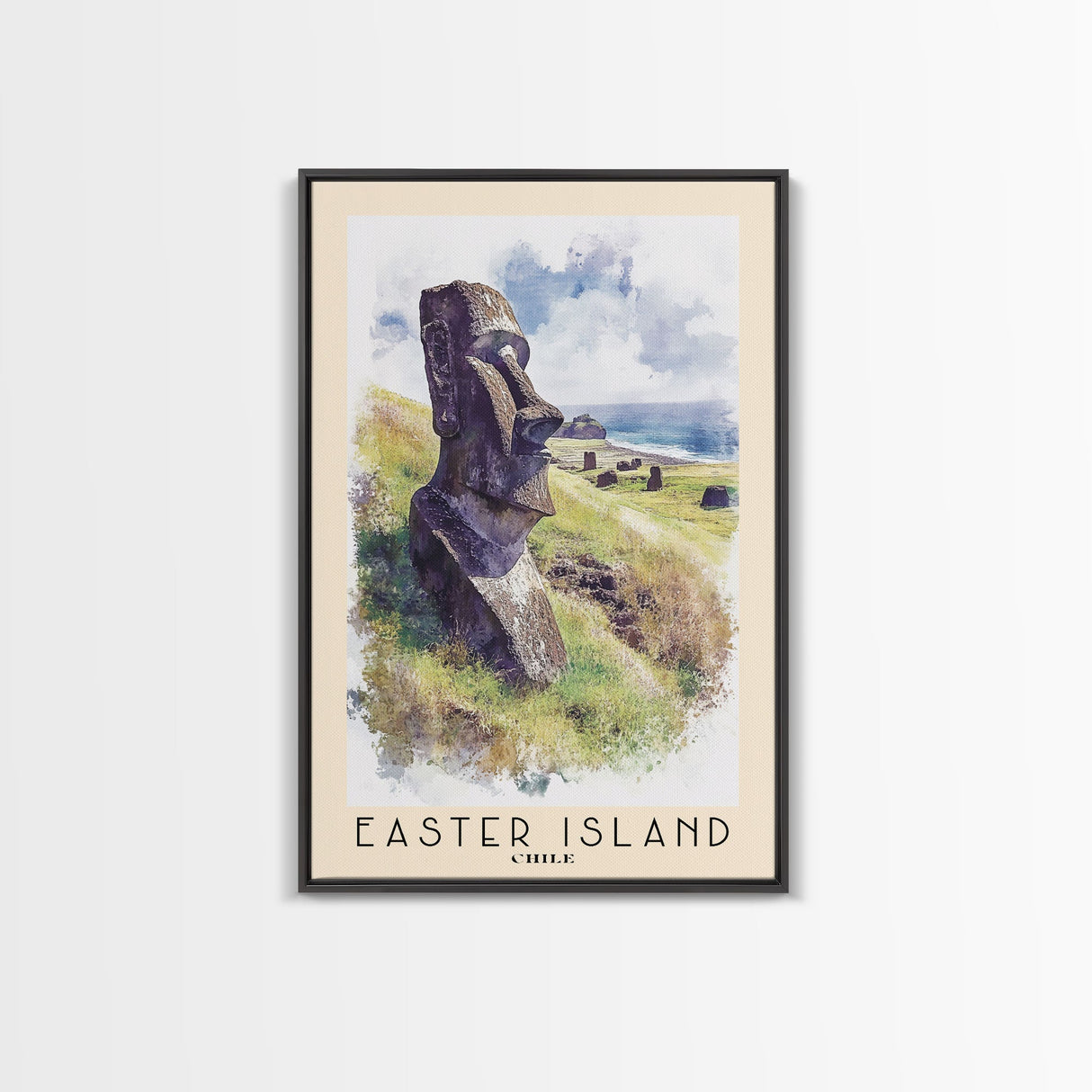 Easter Island, Chile Watercolor Beach Print, Vacation Gift, Chile Wall Art, Beach Painting, Beach Decor, Beach Painting