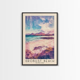 Grobust beach, Scotland Watercolor Print, Vacation Gift, Scotland Wall Art, Beach Painting, Beach Decor, Large Wall Art, Wood Frame Art