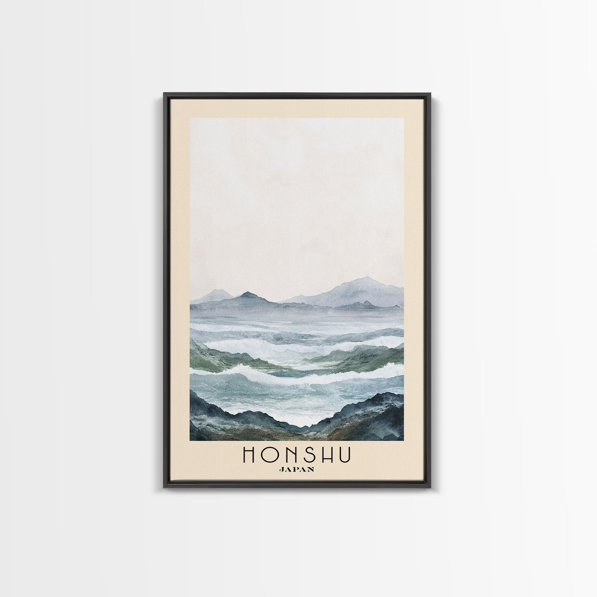 Honshu, Japan Watercolor Print, Vacation Gift, Japan Wall Art, Beach Painting, Beach Decor, Large Wall Art, Wood Frame Art