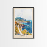 Ischia, Italy Watercolor Beach Print, Vacation Gift, Italy Wall Art, Beach Painting, Beach Decor, Beach Painting