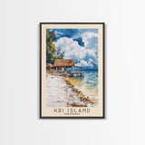 Kri Island, Indonesia Watercolor Beach Print, Vacation Gift, Indonesia Wall Art, Beach Painting, Beach Decor, Beach Painting