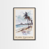 Playa Maguana, Cuba Watercolor Beach Print, Vacation Gift, Cuba Wall Art, Framed Canvas Print, Framed Beach Painting
