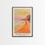 Wainui Beach, New Zealand Watercolor Print, Vacation Gift, New Zealand Wall Art, Beach Painting, Beach Decor, Large Wall Art, Wood Frame Art