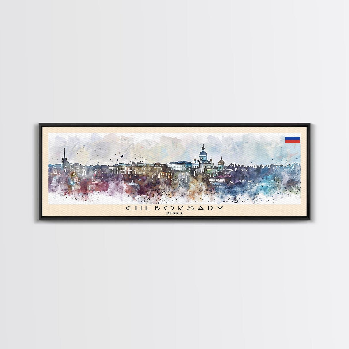 Cheboksary Russia Travel Art, City Art, Framed Canvas Print or Metal Wall Art, Europe Travel Poster, Panoramic Wall Art, Extra Wide Wall Art