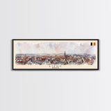 Liege Belgium Panoramic Travel Poster, Framed Canvas Print or Metal Wall Art, Travel Art, Home Decor, Panoramic Painting, Midcentury Art