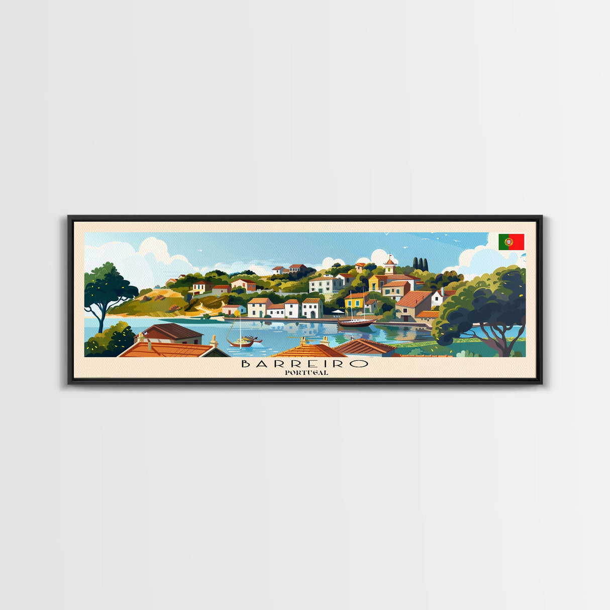 Barreiro Portugal Travel Print Wall Art, Panoramic City Art, Travel Art, Wall Decor, Vacation Gift, Framed Canvas Print Or Metal Art
