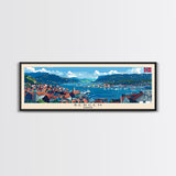 Bergen Norway Wall Art, Panoramic Travel Poster, Panoramic Framed Canvas Print, City Wall Art, Wall Hanging Home Decor, Travel Art