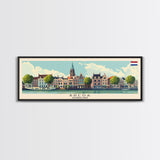 Breda Netherlands Panoramic Travel Poster, Framed Canvas Print or Metal Wall Art, Travel Art, Home Decor, Panoramic Painting, Midcentury Art