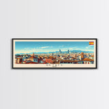 Getafe Spain Panoramic Travel Poster, Framed Canvas Print or Metal Wall Art, Travel Art, Home Decor, Panoramic Painting, Midcentury Art