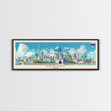 Grozny Russia Panoramic Travel Poster, Framed Canvas Print or Metal Wall Art, Travel Art, Home Decor, Panoramic Painting, Midcentury Art