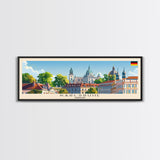 Karlsruhe Germany Panoramic Travel Poster, Framed Canvas Print or Metal Wall Art, Travel Art, Home Decor, Panoramic Painting, Midcentury Art