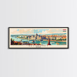 Kecskemet Hungary Wall Art, Panoramic Travel Poster, Panoramic Framed Canvas Print, City Wall Art, Wall Hanging Home Decor, Travel Art