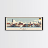 Leipzig Germany Panoramic Travel Poster, Framed Canvas Print or Metal Wall Art, Travel Art, Home Decor, Panoramic Painting, Midcentury Art