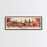 Oxford United Kingdom Panoramic Travel Poster, Framed Canvas Print or Metal Wall Art, Travel Art, Home Decor, Panoramic Painting, Midcentury Art