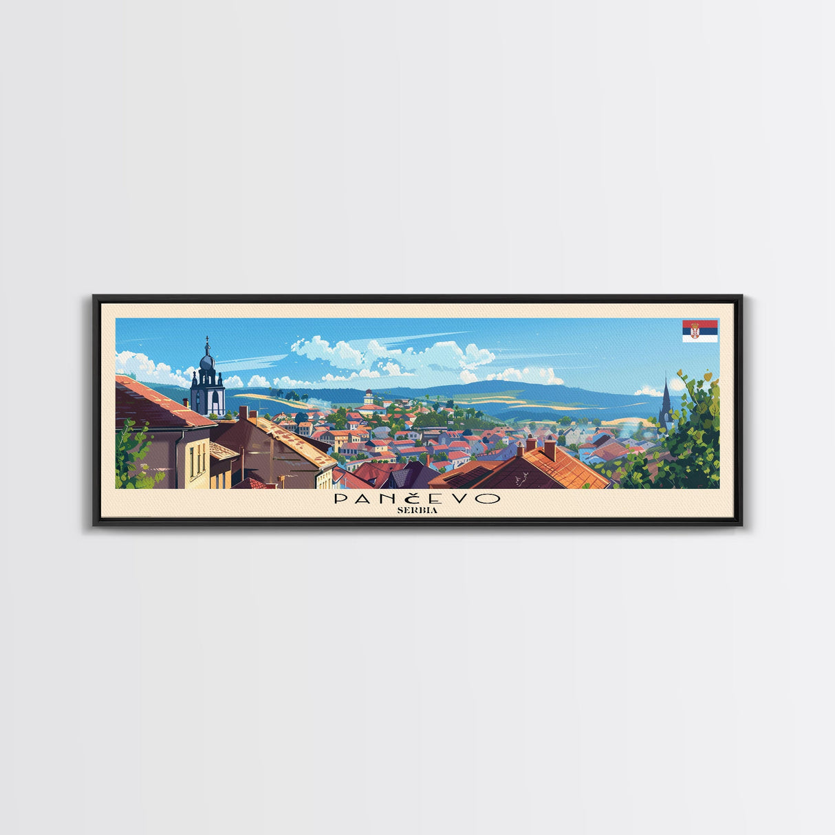 Pancevo Serbia Wall Art, Panoramic Travel Poster, Panoramic Framed Canvas Print, City Wall Art, Wall Hanging Home Decor, Travel Art